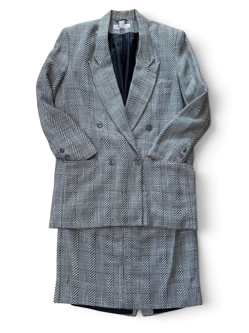Vintage 90s Amanda Smith Plaid Power Suit Blazer Skirt Set Size 12